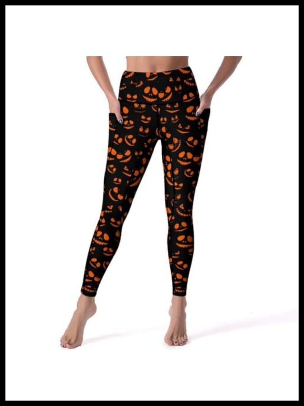 High Waist Tummy Control Printed Yoga Leggings with Pockets